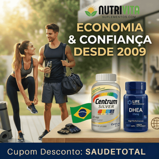 DHEA Life extension e Centrum com frete grátis e desconto de 10%
